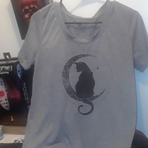Fifth Sun black cat & spiderweb moon tshirt